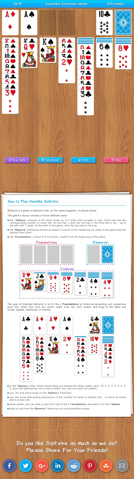 Klondike Solitaire: Play for Free! No Download! No Registration!